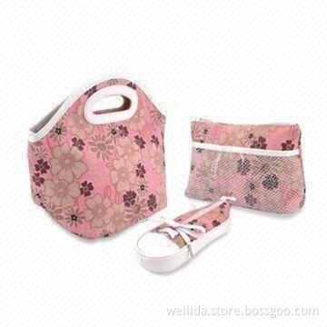 Cosmetic Bag, Made of Printed Canvas Material with an Open Mesh Pocket Outside